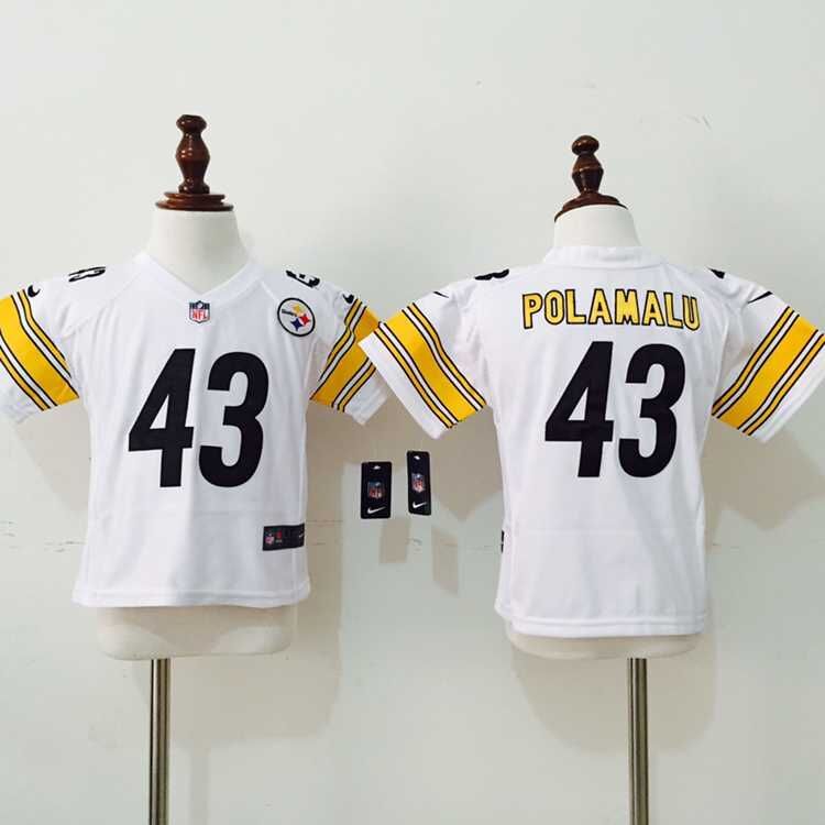 NFL Nike Pittsburgh steelers 43 polamalu White Kids Jersey(2-4Y)