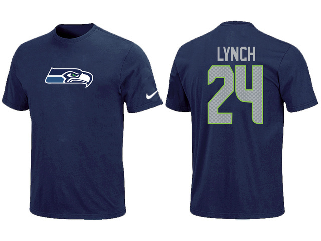  Nike Seattle Seahawks 24  Marshawn Lynch Name& Number TShirt 64 