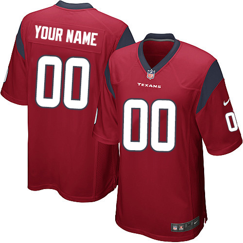 Customized Game  Nike Houston Texans Red Jersey
