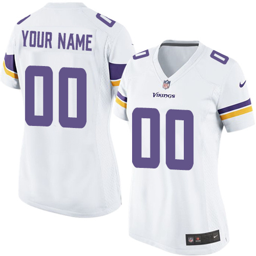 Customized Game Women Nike Minnesota Vikings White Color Jersey