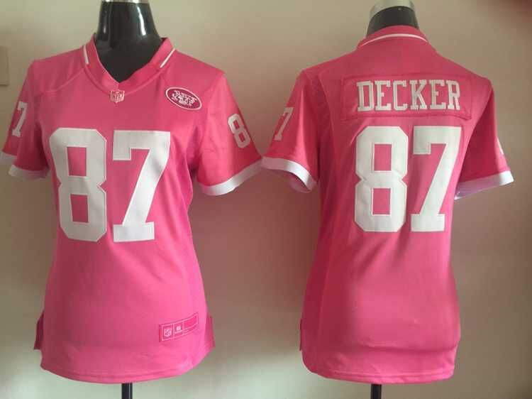 Womens NFL New York Jets #87 Decker Pink Bubble Gum Jersey
