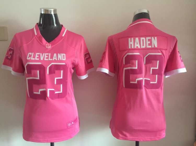 Womens NFL Cleveland Browns #23 Haden Pink Bubble Gum Jersey