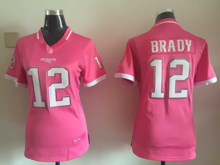 Womens NFL New England Patriots #12 Brady Pink Bubble Gum Jersey