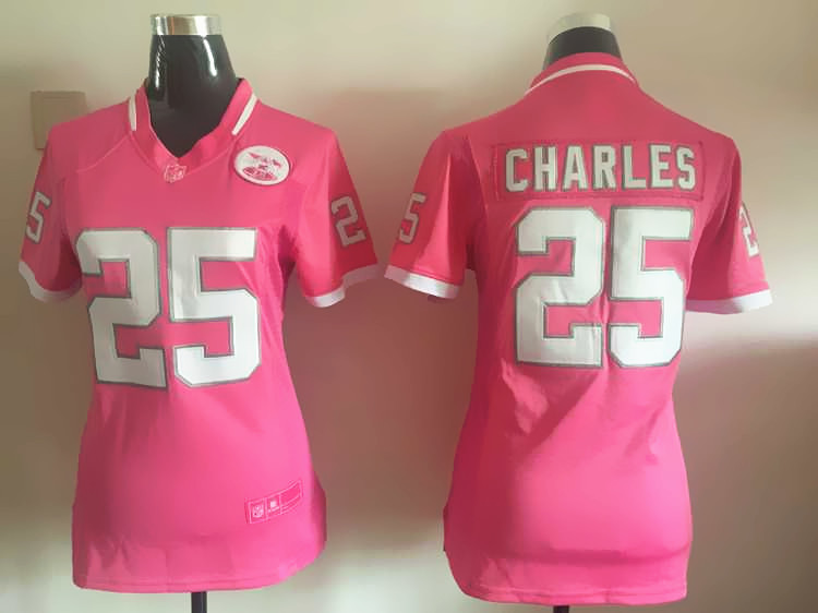 Womens NFL Kansas City Chiefs #25 Charles Pink Bubble Gum Jersey