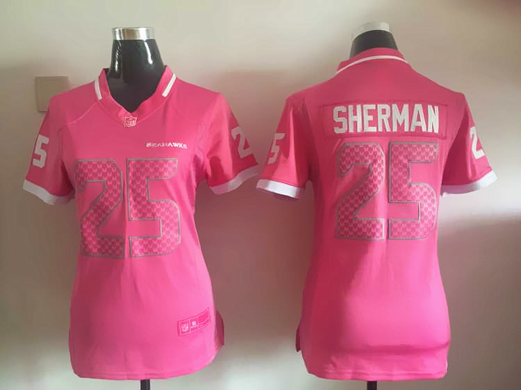 Womens NFL Seattle Seahawks #25 Sherman Pink Bubble Gum Jersey