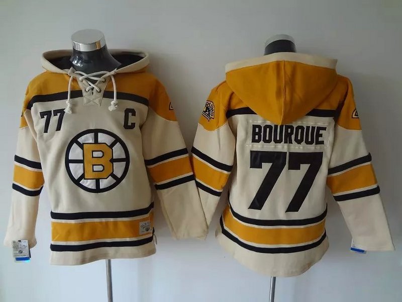 NHL Boston Bruins #77 Bourque Yellow Cream Hoodie