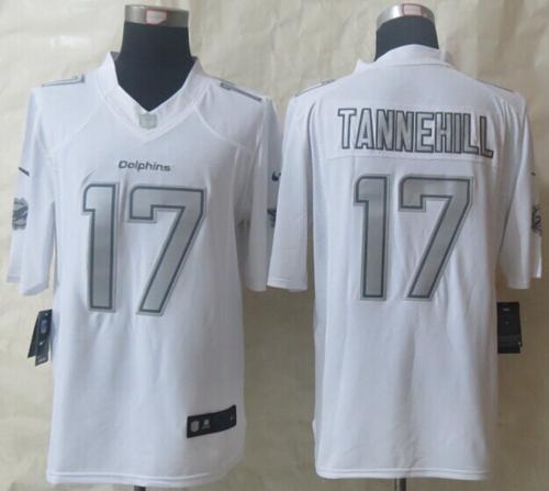 Nike Miami Dolphins 17# Tannehill Platinum White Mens NFL Limited Jerseys 