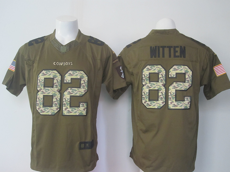 New Nike Dallas Cowboys 82 Witten  Green Salute To Service Limited Jersey