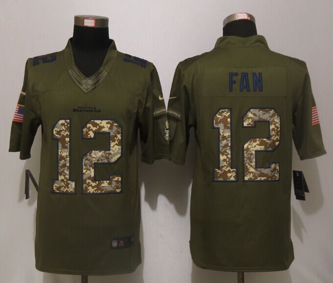 NFL Seattle Seahawks #12 Fan Salute To Service Green Jersey