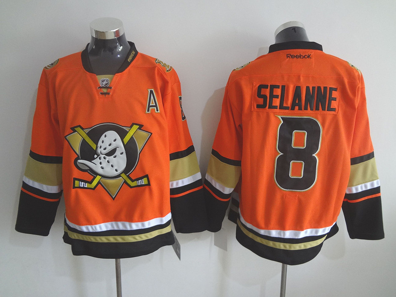 NHL Anaheim Ducks #8 selanne Orange Jersey