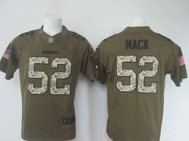 NFL Oakland Raiders #52 Mack Salute To Service Green Jersey