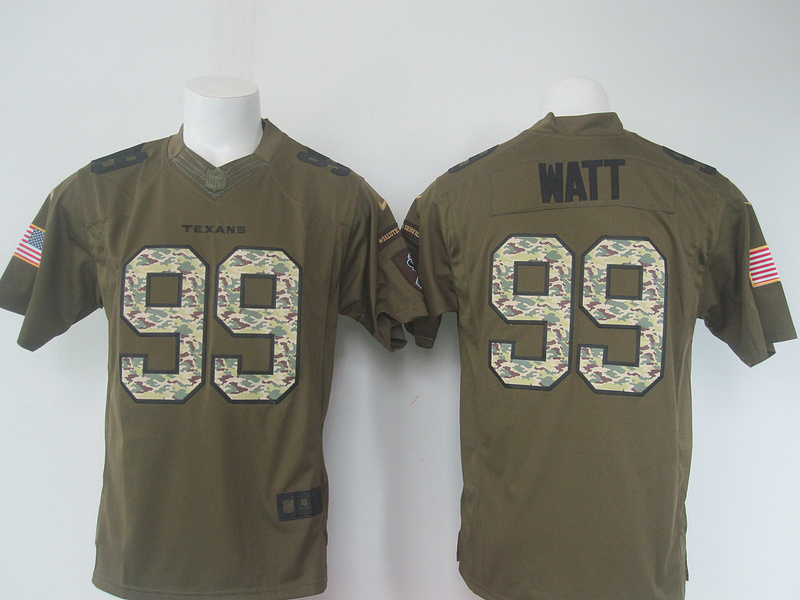 NFL Houston Texans #99 Watt Salute To Service Green Jersey