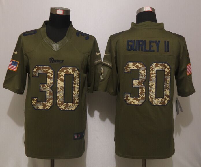NFL St.Louis Rams #30 Gurley II Salute for Service Green Jersey