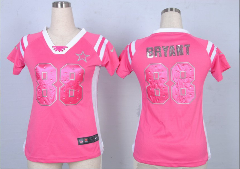 Nike NFL Dallas Cowboys #88 Bryant Women Wash Gold Fashion Pink Jersey