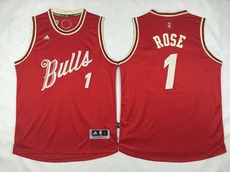 15-16 NBA Chicago Bulls #1 Derrick Rose Red Christmas Jersey