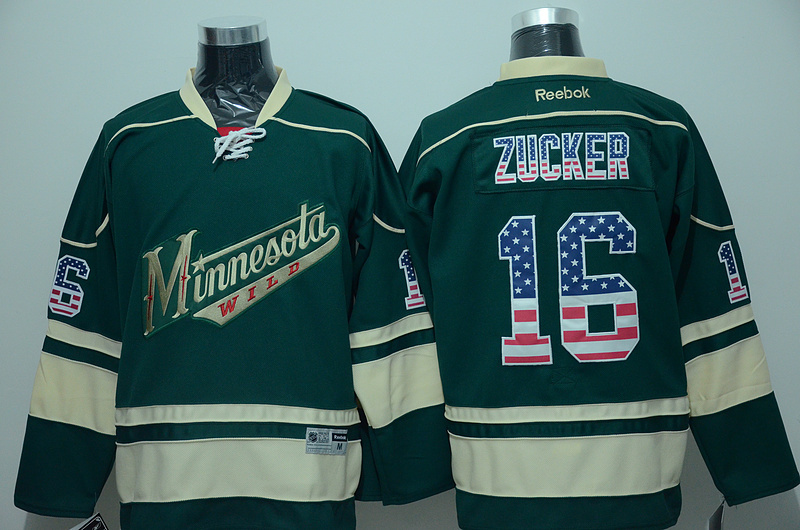 NHL Minnesota Wild #16 Zucker Green USA Flag Jersey