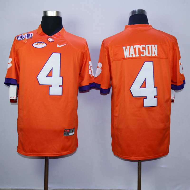 NCAA Clemson Tigers #4 Deshaun Watson Football Jersey Orange 