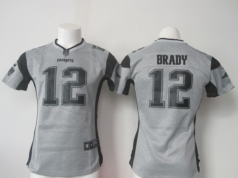 NFL New Patriots #12 Brady Hemp Grey Women Jersey 