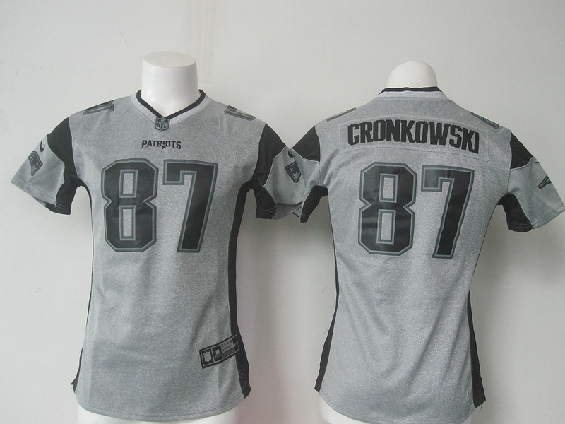 NFL New Patriots #87 Gronkowski Hemp Grey Women Jersey