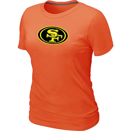  San Francisco 49ers Neon Logo Charcoal Womens Orange Tshirt 70 