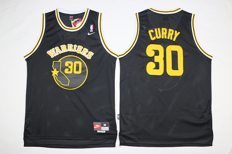 NBA Golden State Warriors #30 Curry New Black Throwback Jersey