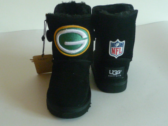 Kids NFL Green Bay Packers Black Boots