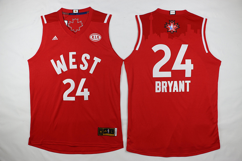 2016 NBA All Star Los Angeles Lakers #24 Bryant Red Jersey
