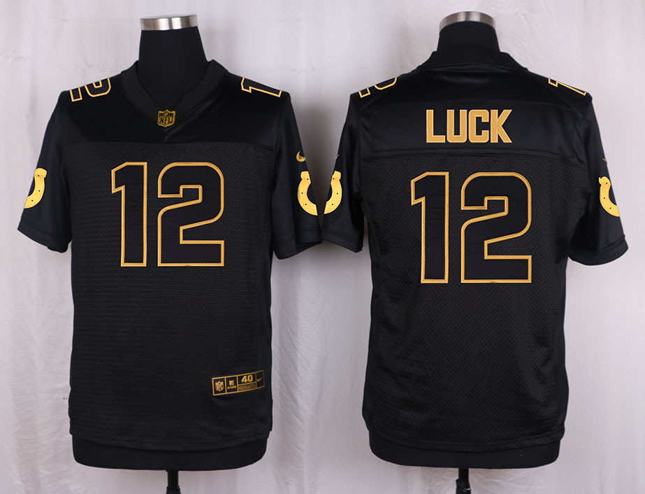 Mens Indianapolis Colts #12 Andrew Luck Pro Line Black Gold Collection Jersey