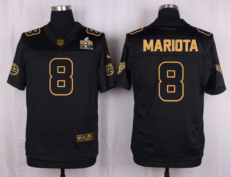 Mens Tennessee Titans #8 Marcus Mariota Pro Line Black Gold Collection Jersey