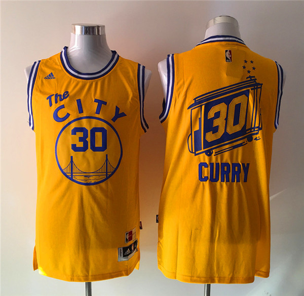 NBA Golden State Warriors #30 Curry Yellow Throwback Jersey