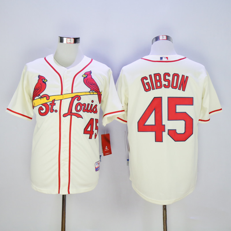 Cream Gibson Jersey, MLB St.Louis Cardinals #45 Jersey