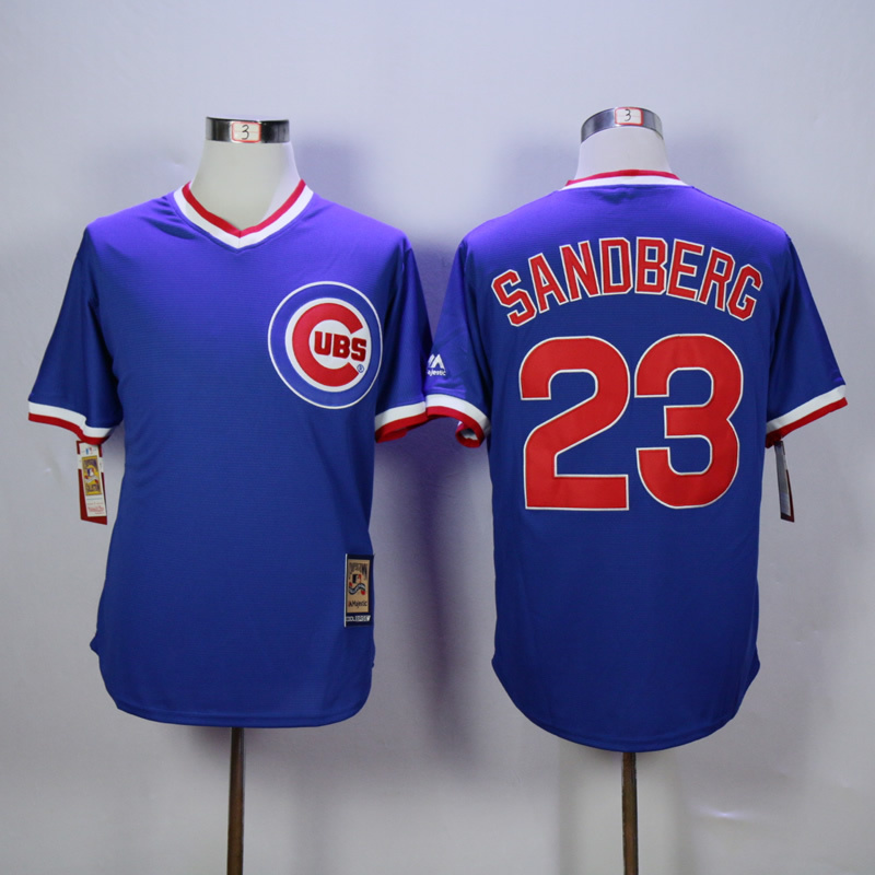 Chicago Cubs #23 Fisk Blue M&N Throwback Jersey