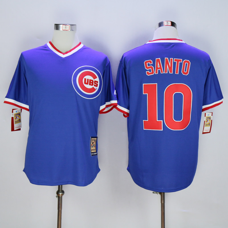 MLB Chicago Cubs #10 Ron Santo Blue Pullover  Jersey