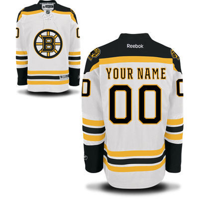 White Jersey, Boston Bruins #00 Your Name Road Premier Custom NHL Jersey