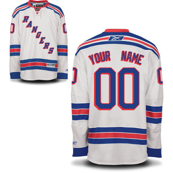 New York Rangers #00 Your Name Road Premier Custom NHL Jersey in White
