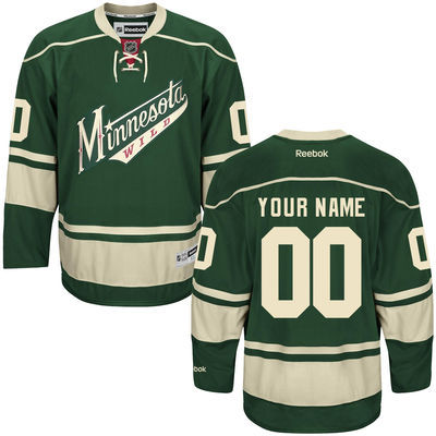 Green #00 Your Name Third Premier Custom NHL Minnesota Wild Jersey
