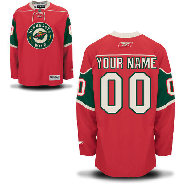 Red Jersey, Minnesota Wild #00 Your Name Home Premier Custom NHL Jersey