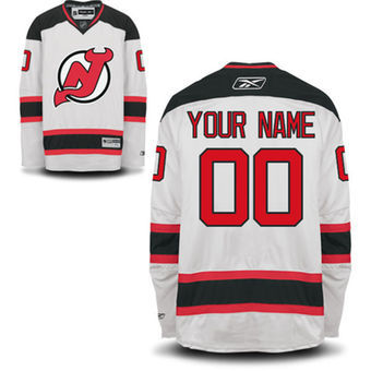 #00 Your Name Road Premier Custom NHL White New Jersey Devils Jersey