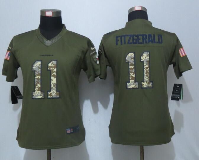 Womens NFL Arizona Cardinals #11 Fitzgerald Salute for Service Green Jersey