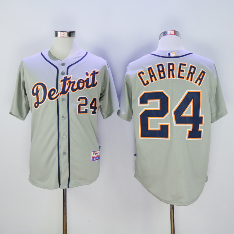 MLB Detroit Tigers #24 Cabrera Grey New Jersey