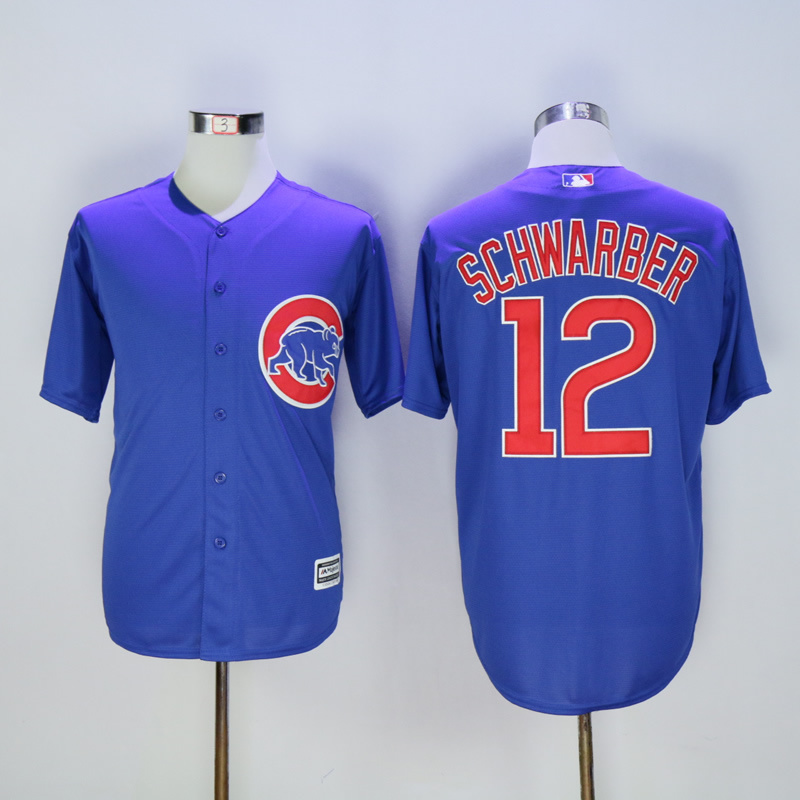 MLB Chicago Cubs #12 Schwarber Blue Majestic Jersey