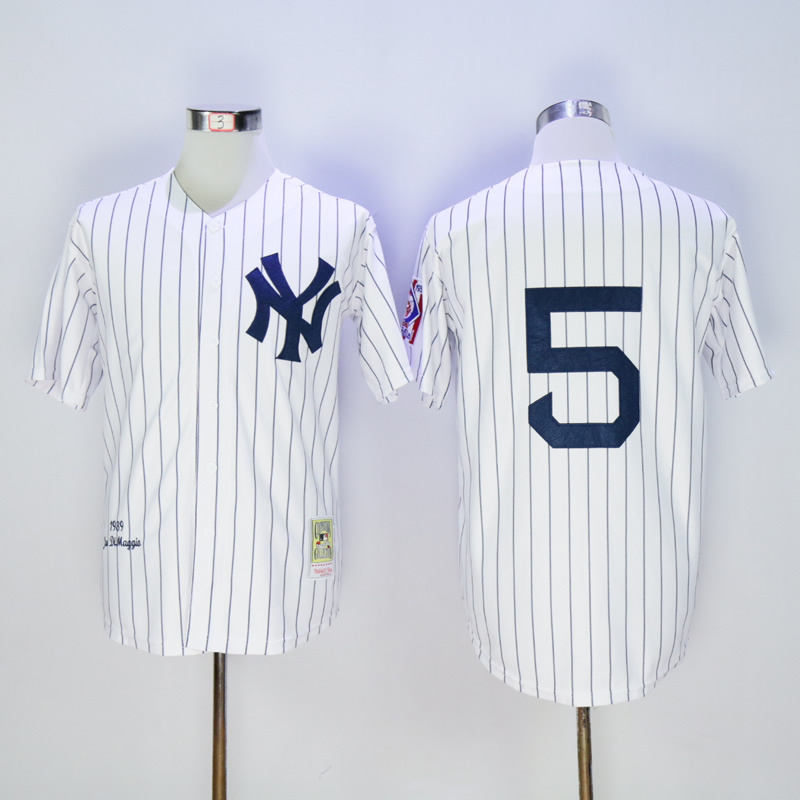 New York Yankees #5 Joe DiMaggio Stitched 1939 Throwback MLB jersey in White