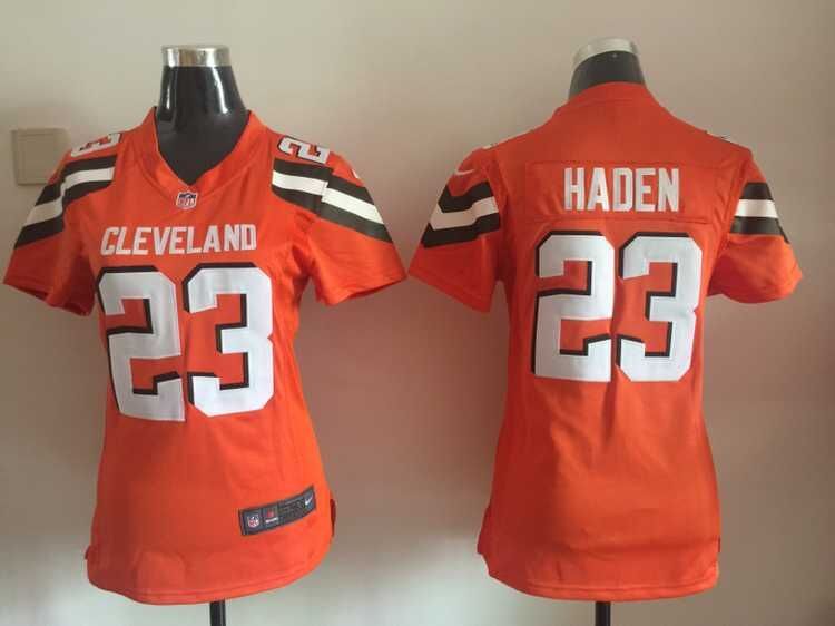 Nike Cleveland Browns #23 Haden Orange Women Jersey