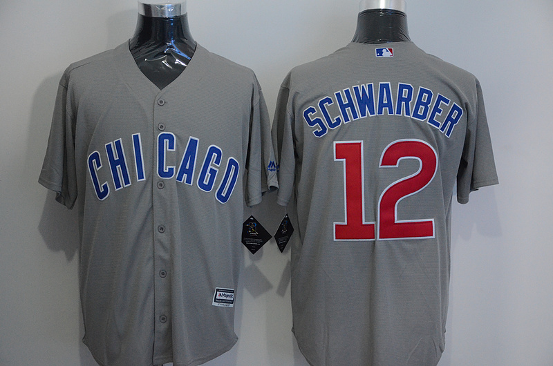 Majestic MLB Chicago Cubs #12 Shcwarber Grey Jerseys