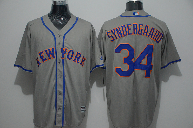 Majestic MLB New York Mets #34 Syndergaard Grey Jersey