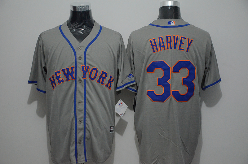 Majestic MLB New York Mets #33 Harvey Grey Jersey