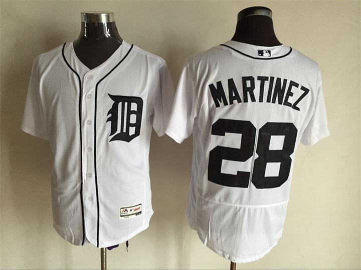 Majestics MLB Detroit Tigers #28 Martinez White Elite Jersey 