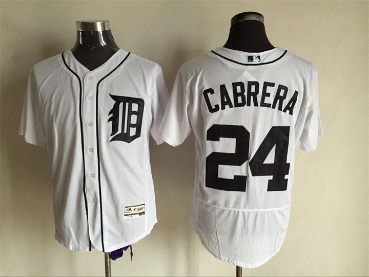 Majestic MLB Detroit Tigers #24 Cabrera White Elite Jersey