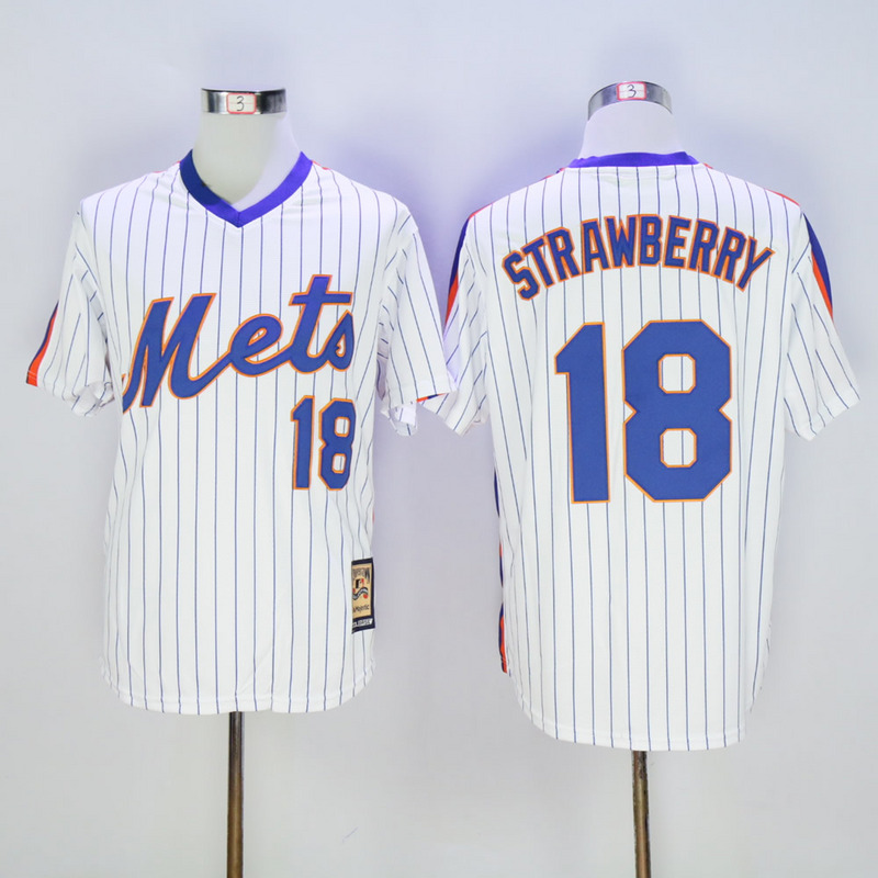 MLB New York Mets #18 Strawberry Pullover Throwback Jersey