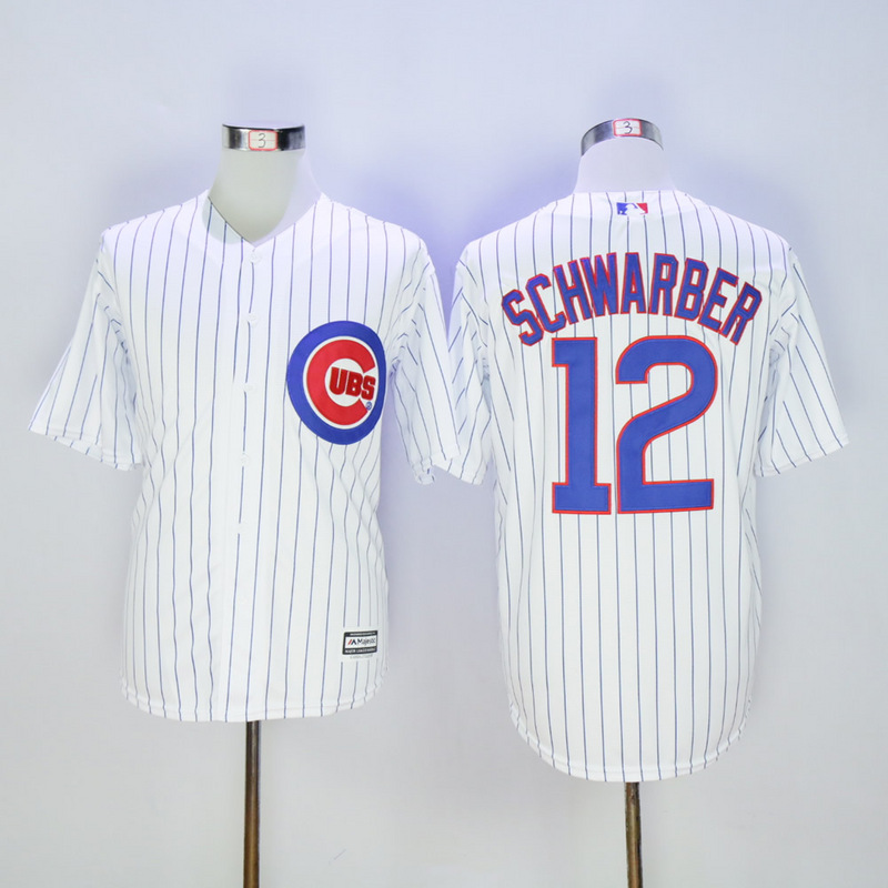 Majestic Chicago Cubs #12 Schwarber White Jersey